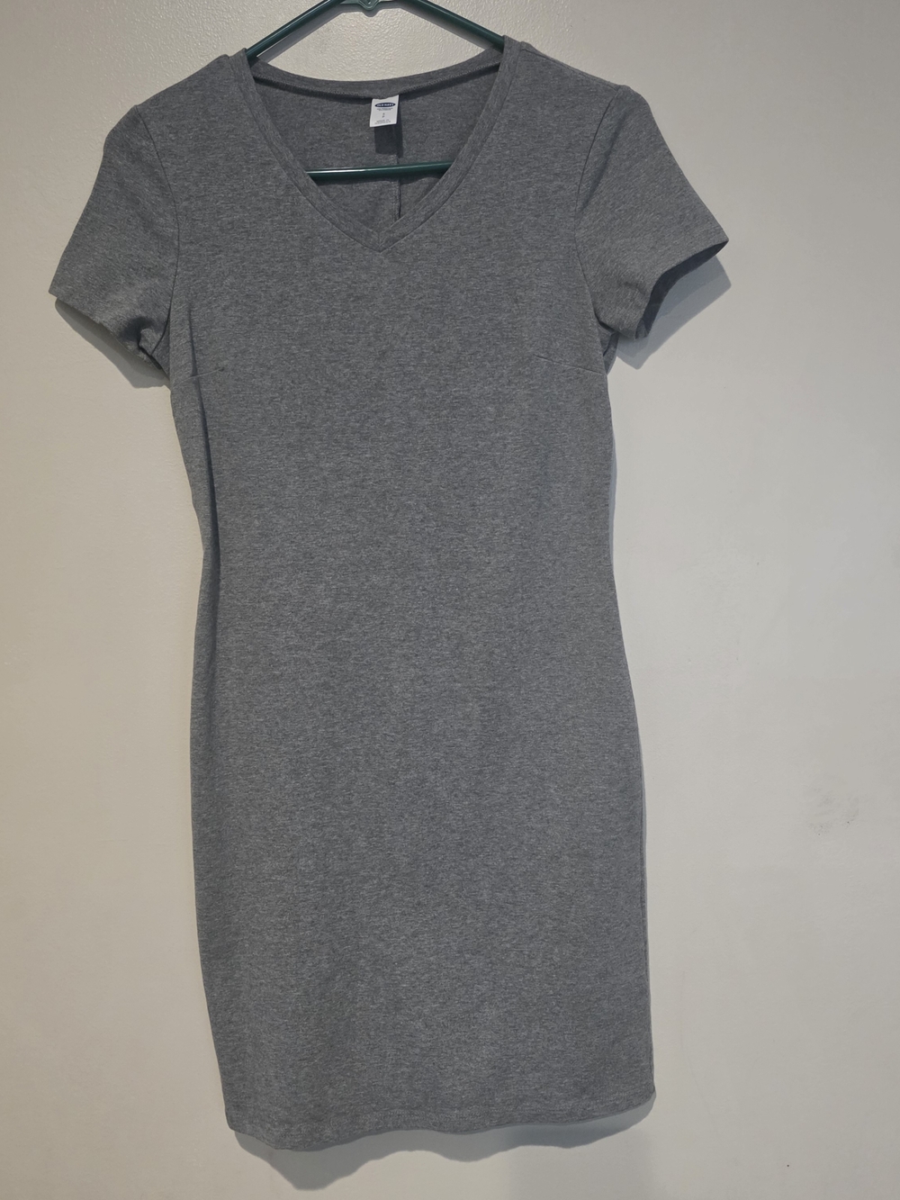 Old Navy Heather Grey V-Neck Short Sleeve Mini Dress Casual Simple Elegant Fun S